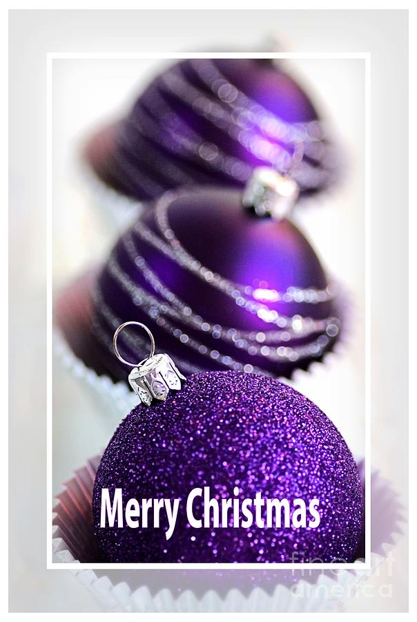 Merry Christmas Purple Baubles Photograph by Joy Watson