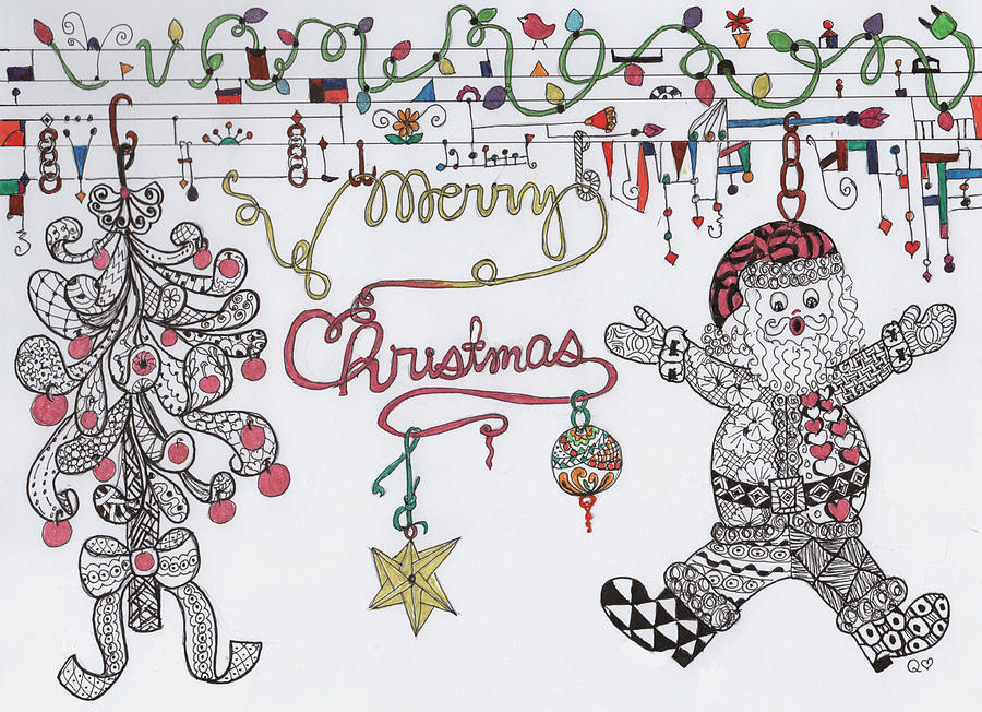 Christmas Drawing - Merry Christmas by Quwatha Valentine