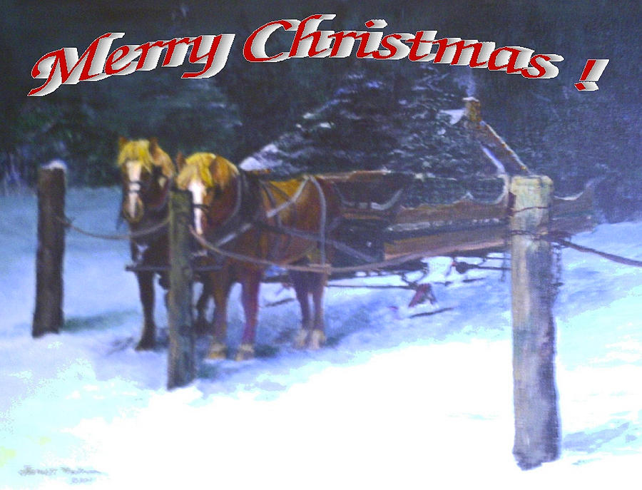 Merry Christmas Sleigh Painting by Harriett Masterson
