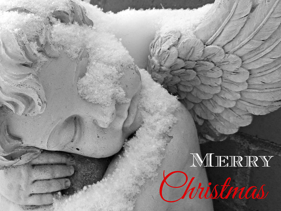 Christmas Photograph - Merry Christmas Snow Angel Card by Dark Whimsy