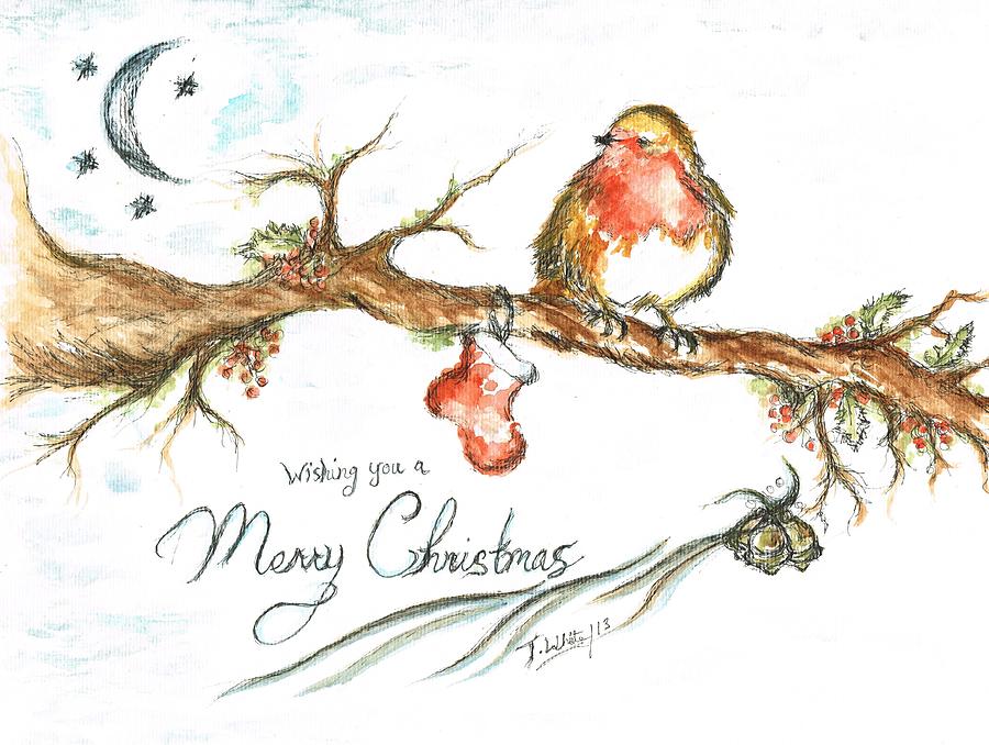 Merry Christmas Robin Painting By Teresa White Fine Art America