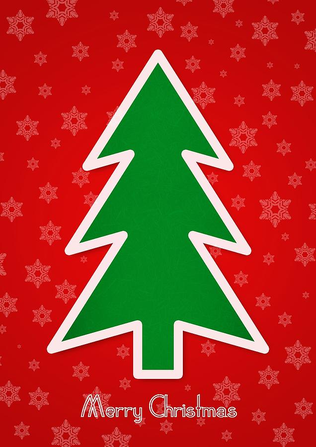 Merry Christmas Tree With Snowflake Background  Digital Art by Taiche Acrylic Art