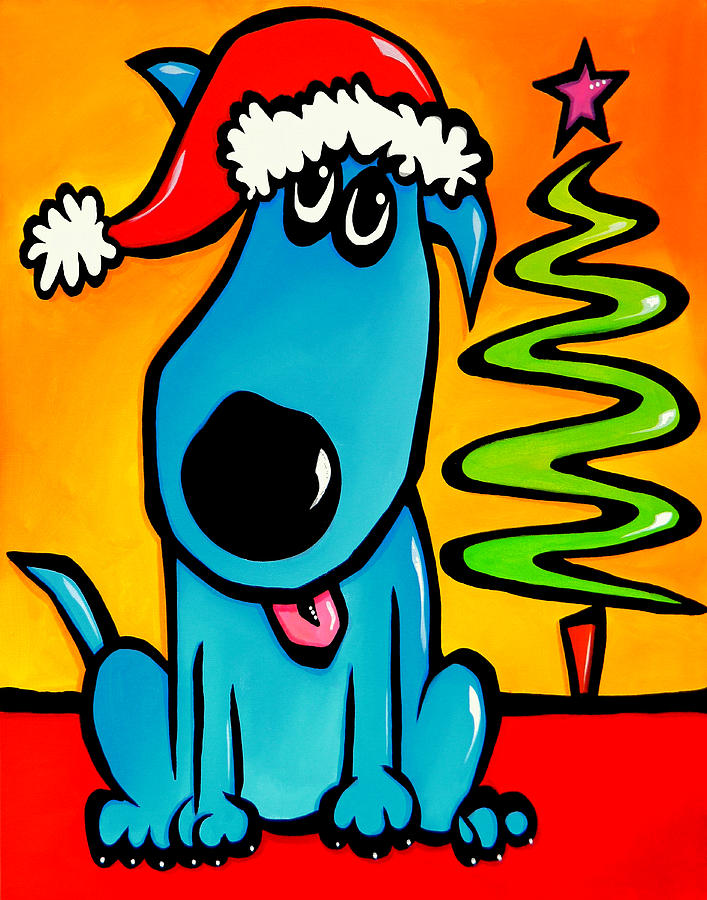 Merry - Holiday Dog Pop Art Painting by Tom Fedro