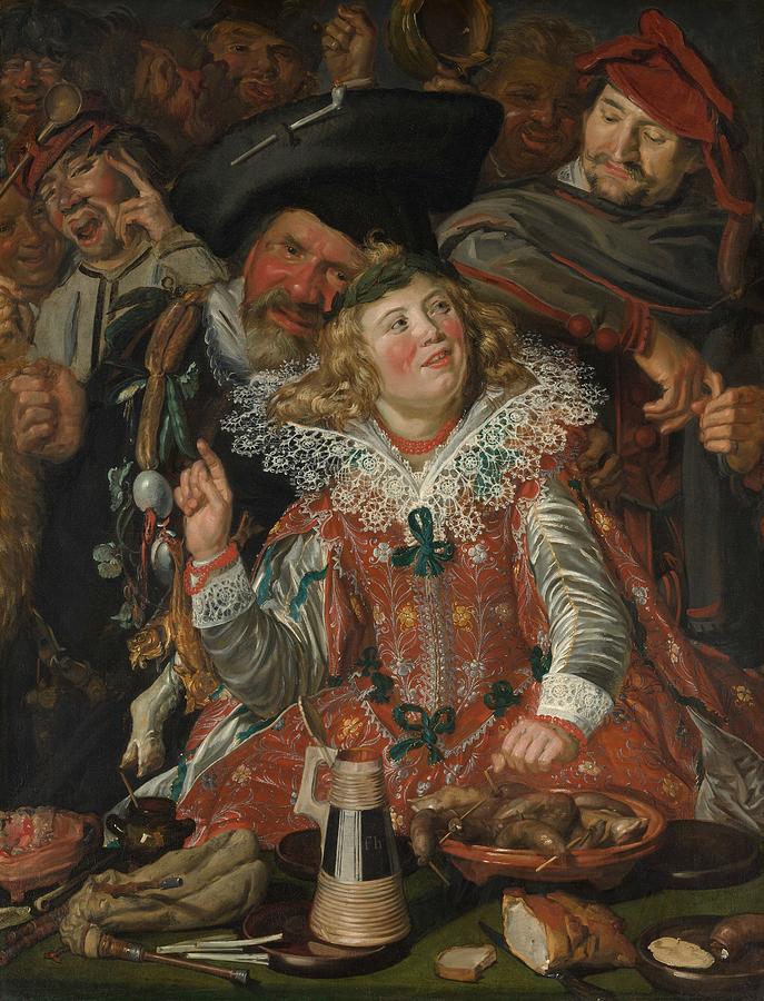 Portrait Painting - Merrymakers at Shrovetide by Frans Hals