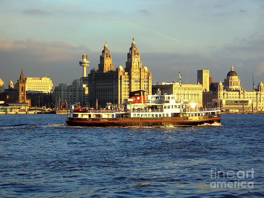 Mersey Ferry and Liverpool Waterfront Photograph by Steve Kearns