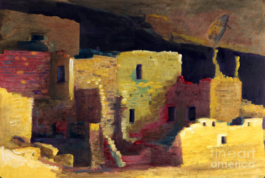 Mesa Verde Cliff Palace Painting by Cindy McIntyre
