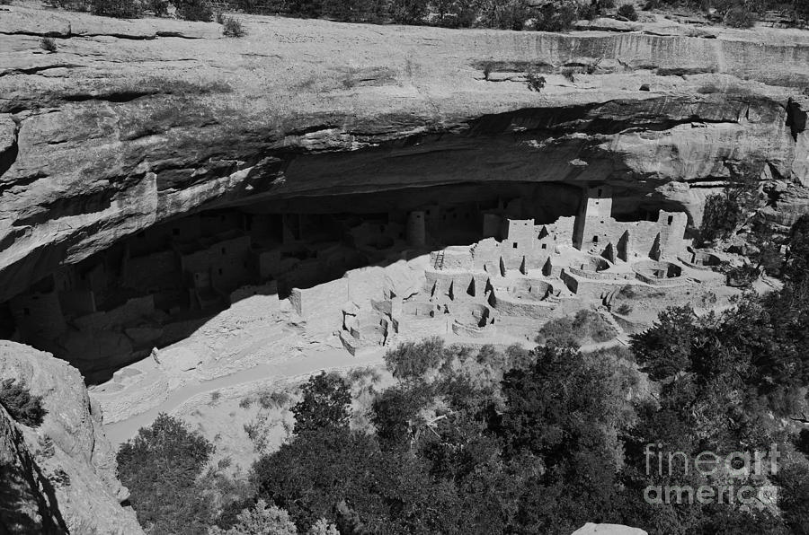 National Parks Photograph - Mesa Verde National Park Cliff Palace Anasazi Ruin Black and White by Shawn OBrien
