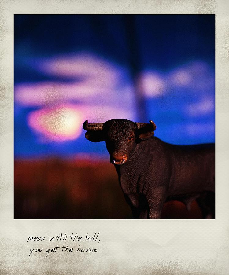 Mess With The Bull You Get The Horns Polaroid Photograph by Bradley R Youngberg