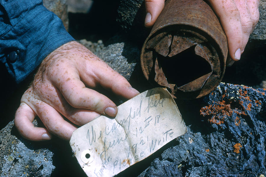 Nature Photograph - Message In A Can Discovered In Lava Flow by William Belknap