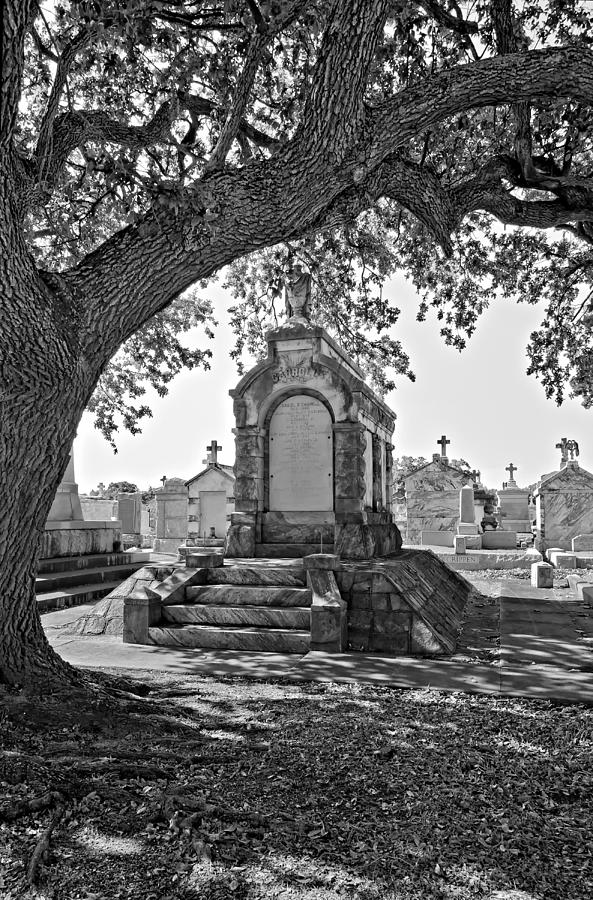 New Orleans Photograph - Metairie Cemetery monchrome by Steve Harrington