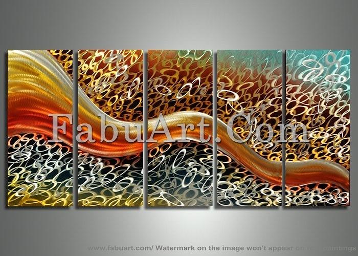 Metal Art Light Reflexion - 60x24  Painting by FabuArt