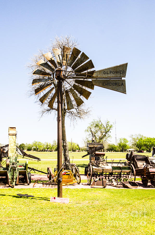 Metal Bird Tail Windmill at Elk City Oklahoma Photograph by Deborah Smolinske