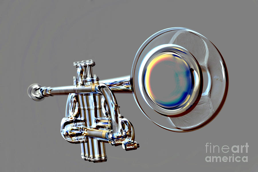 Metal Print Trumpet Bell Drawing in Color Isolated 3018.04 Photograph by M K Miller