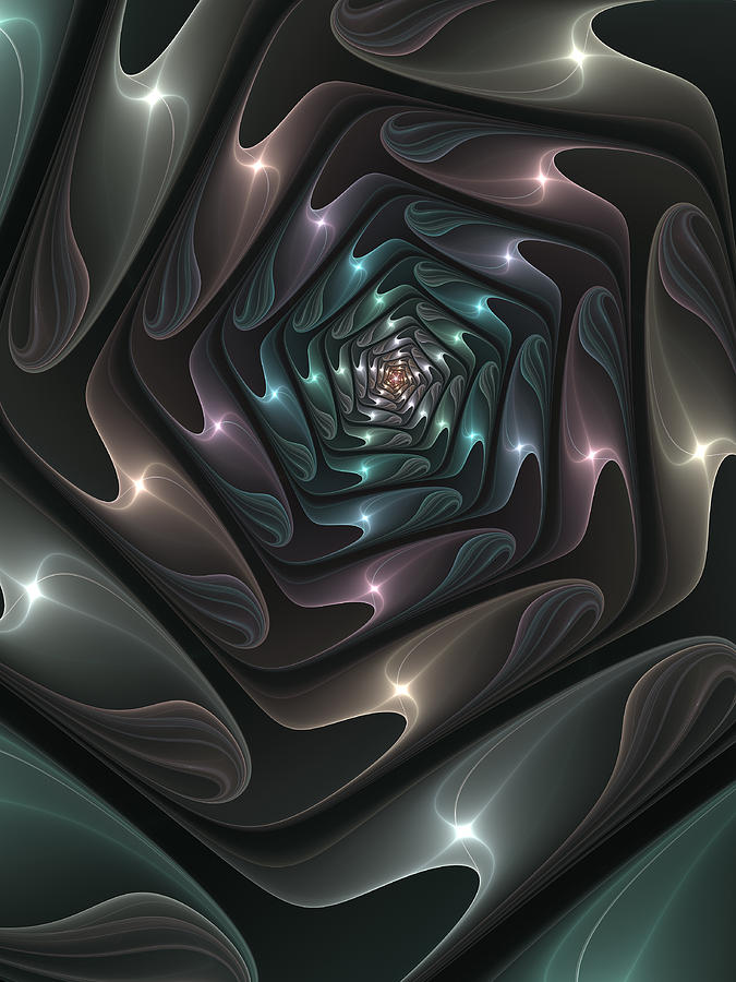 Metallic Spiral Fractal Digital Art by Gabiw Art