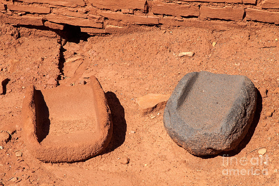 Metates at Wupatki Pueblo in Wupatki National Monument Photograph by Fred Stearns