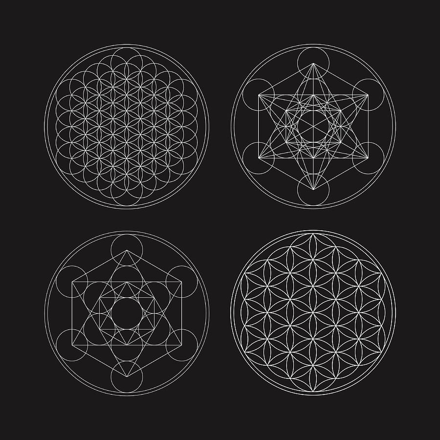 Metatrons Cube and Flower of life. Drawing by Natasha_Chuen