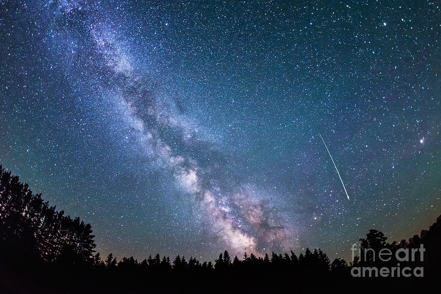 Meteor and Milky Way HiContrast Version Photograph by Michael Ver Sprill
