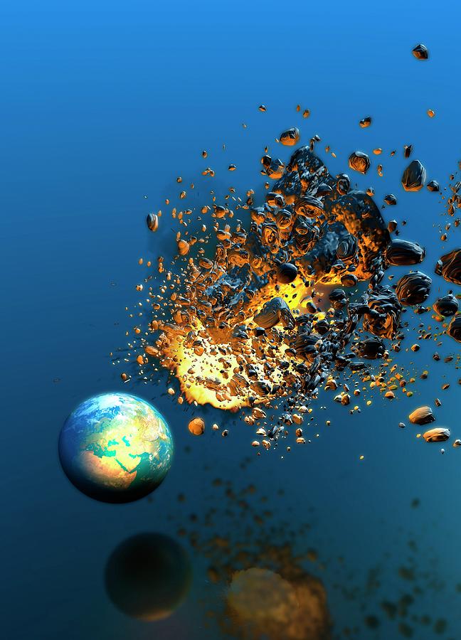 Meteor Hitting Planet Earth Photograph by Victor Habbick Visions/science Photo Library