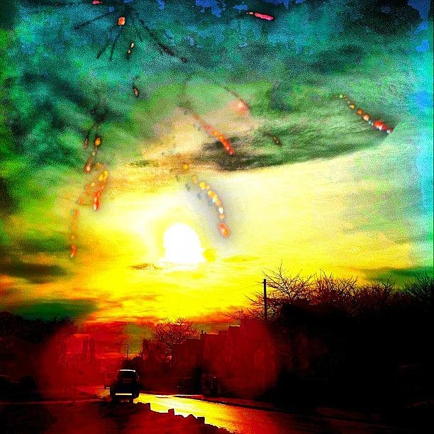 Alien Photograph - Meteor Storm And Chromatic Sunset by Urbane Alien