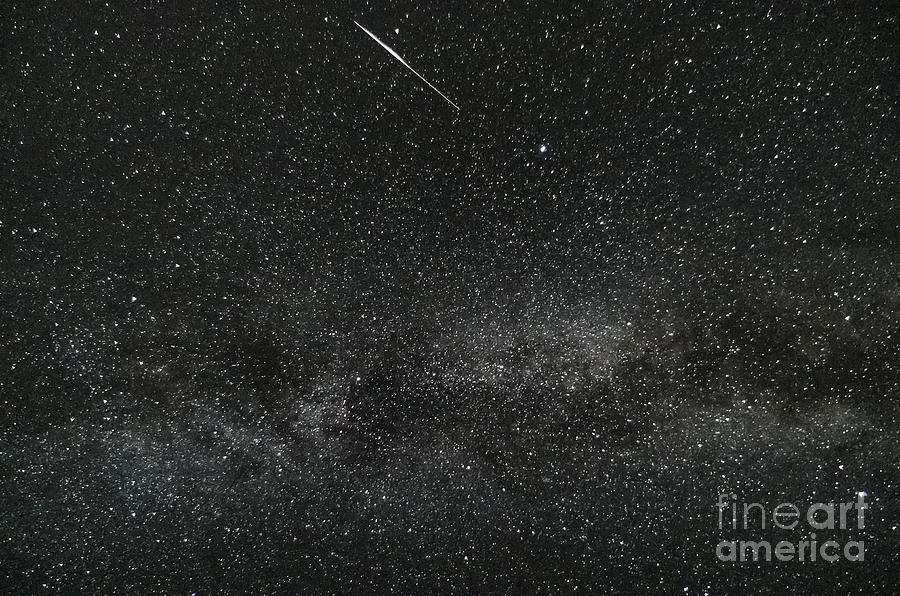 Meteor Photograph - Meteor with The Milky Way by Patrick Fennell