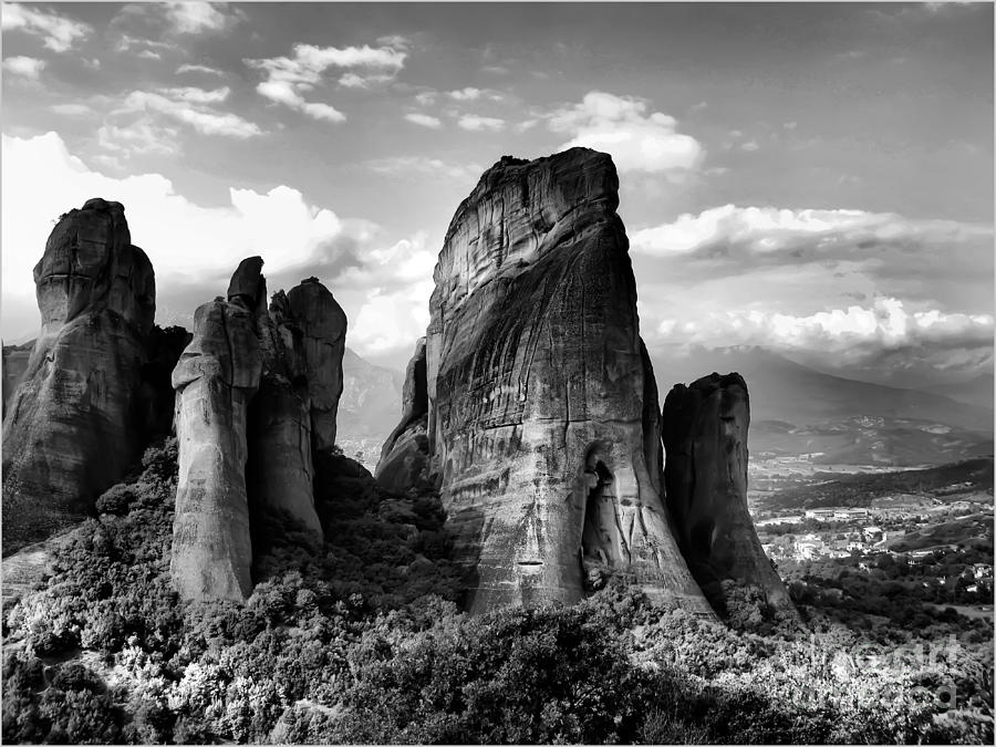 Mountain Photograph - Meteora Greece strange rock formation by Daliana Pacuraru