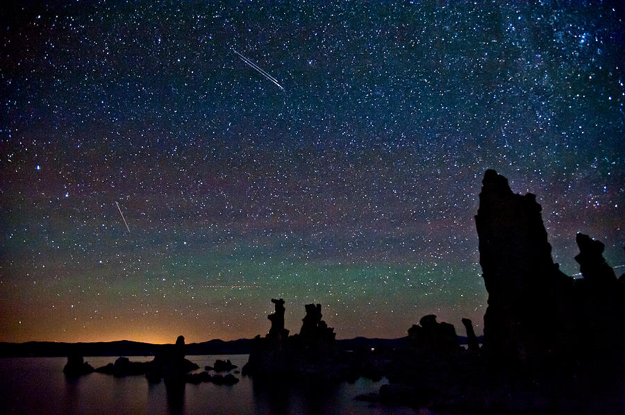 Meteors over Mono Lake Photograph by Cat Connor
