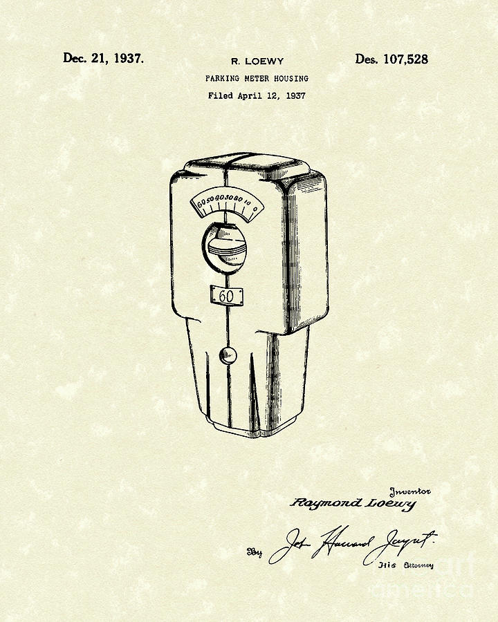 Meter Housing 1937 Patent Art Drawing by Prior Art Design