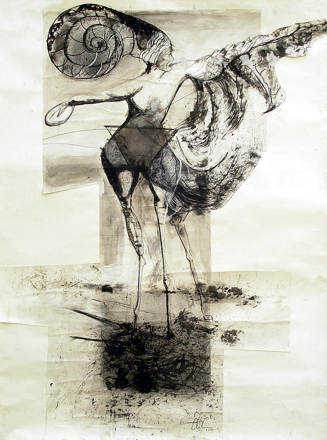 Horse Drawing - Methamorohosis 3 by Otilia Gruneantu Scriuba