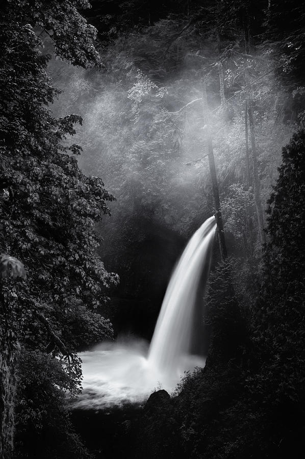 Black And White Photograph - Metlako Falls Dark by Darren White