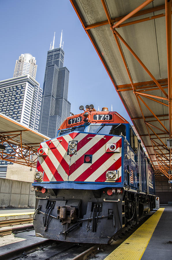 Chicago Photograph - Metra with Willis Tower by Thomas Visintainer