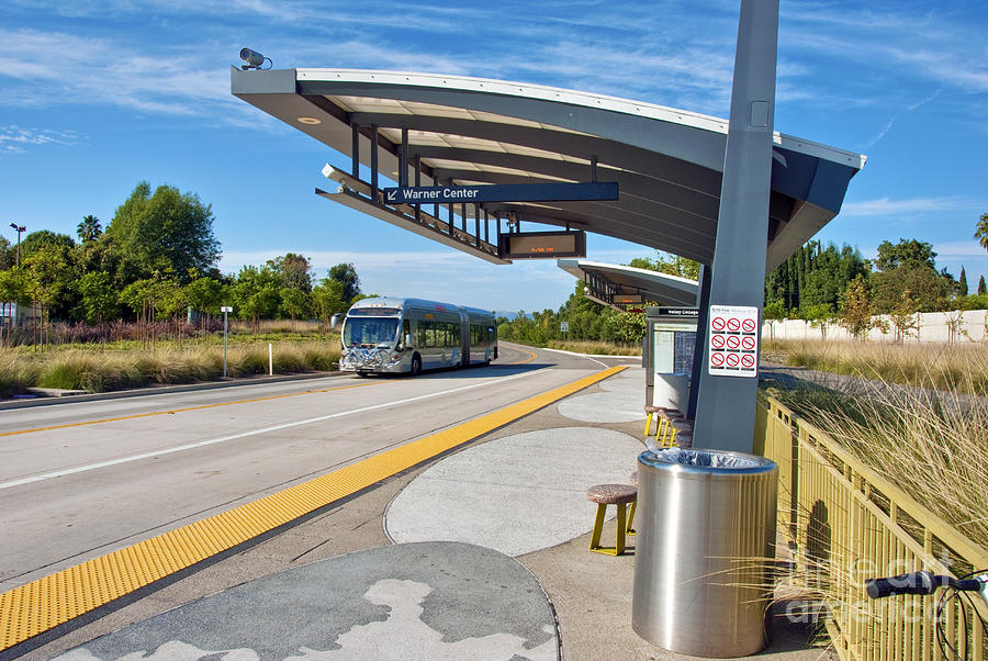 Metro Orange Line Rapid Transit Bus line San Fernando Valley Photograph by David Zanzinger
