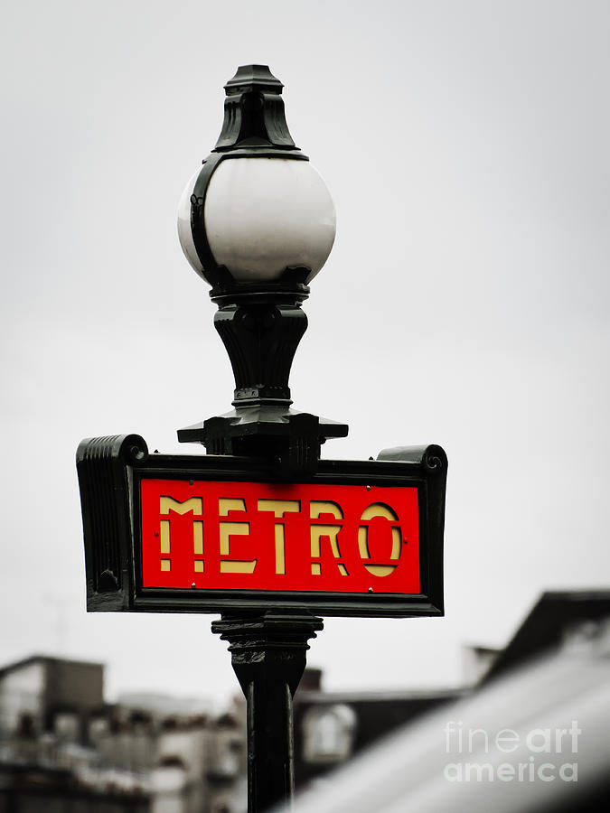 Metro Sign in Paris Photograph by Mary Jane Armstrong
