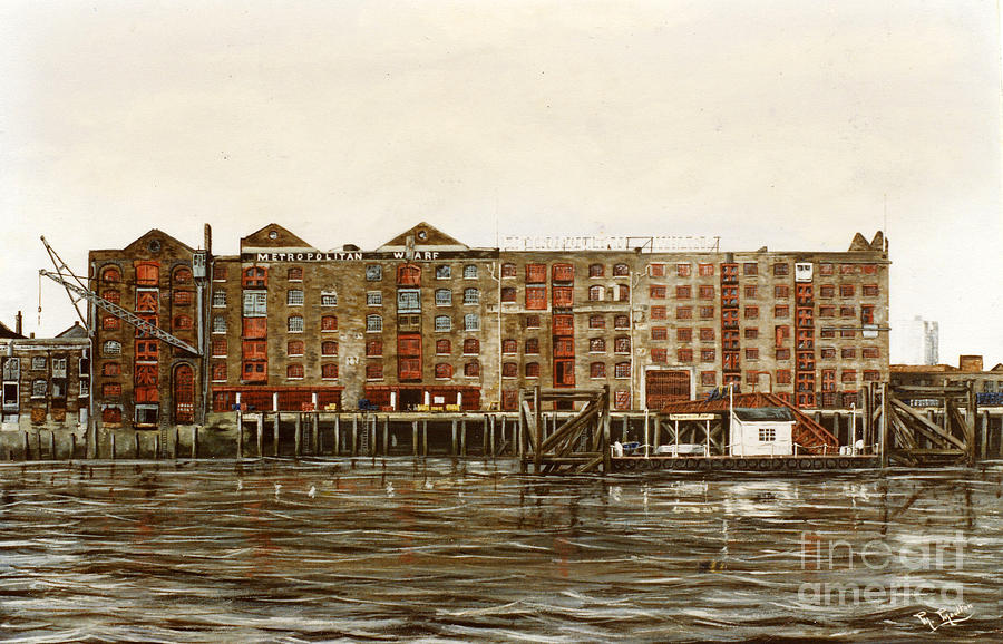 Metropolitan Wharf Wapping London about 1980 Painting by Mackenzie Moulton