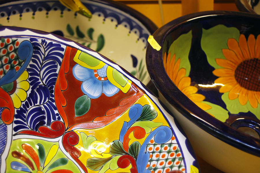 Mexican Bowls Closeup Photograph by Mark Langford