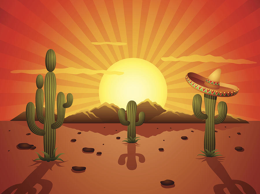 Mexican Desert Drawing by AlonzoDesign