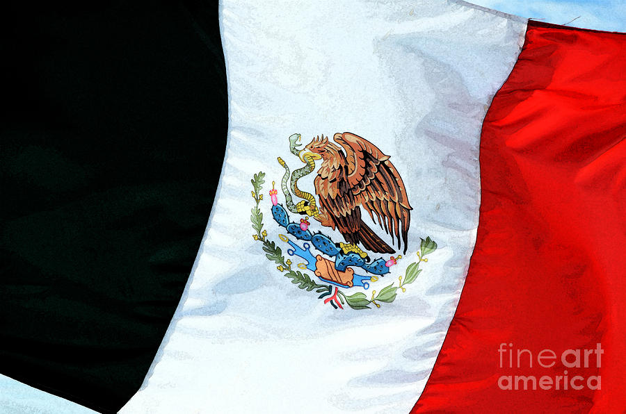 Mexican Flag in a Stiff Breeze Fresco Digital Art Digital Art by Shawn OBrien