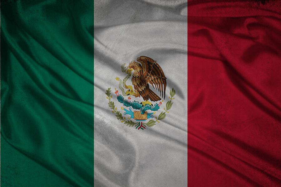 Mexican flag waving on canvas Digital Art by Eti Reid