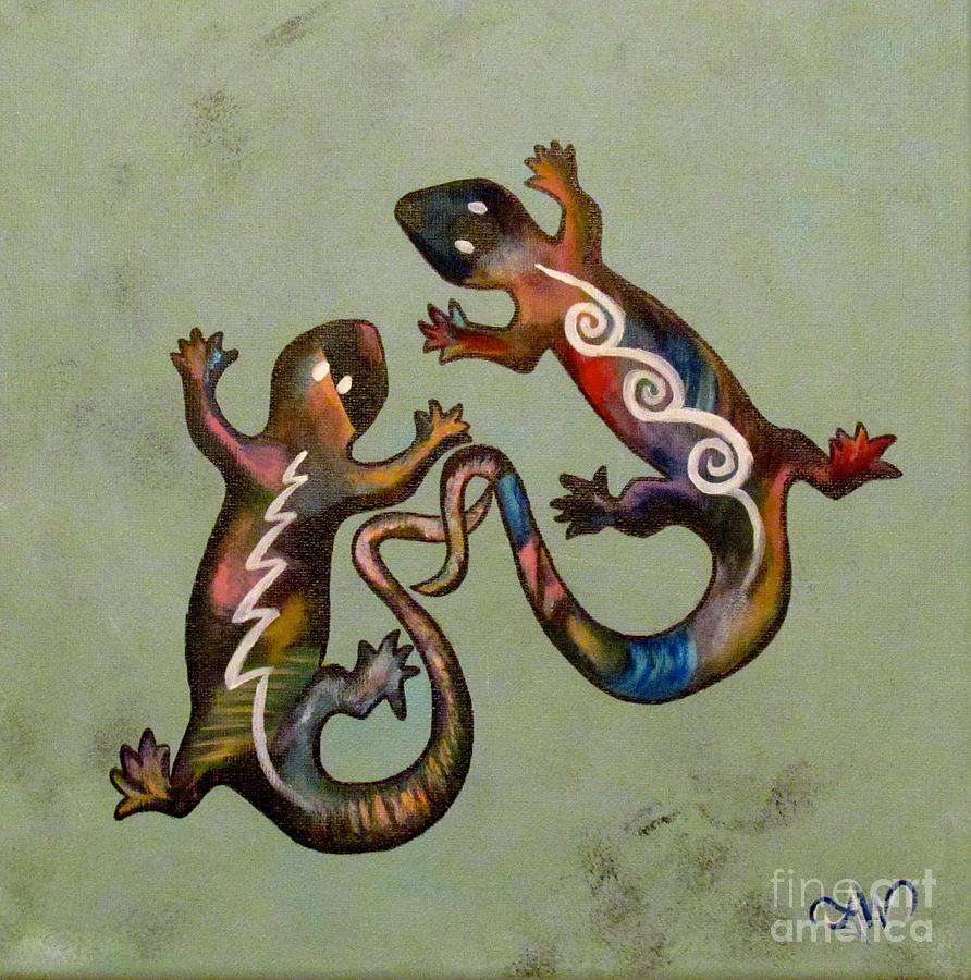 Mexican Lizards Painting by Mandy Joy