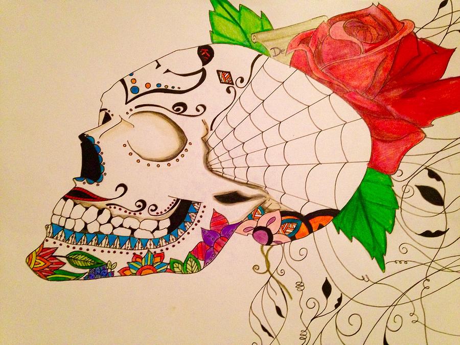 Mexican skull Drawing by Ichiamary Ruiz Fine Art America