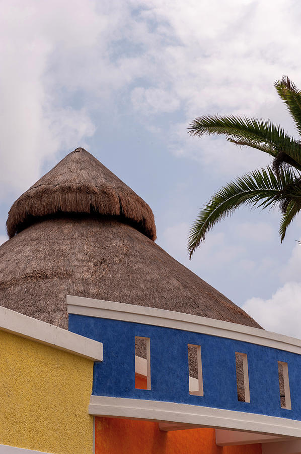 Tree Photograph - Mexico, Cozumel, Thatched Roof Store by Lisa S. Engelbrecht