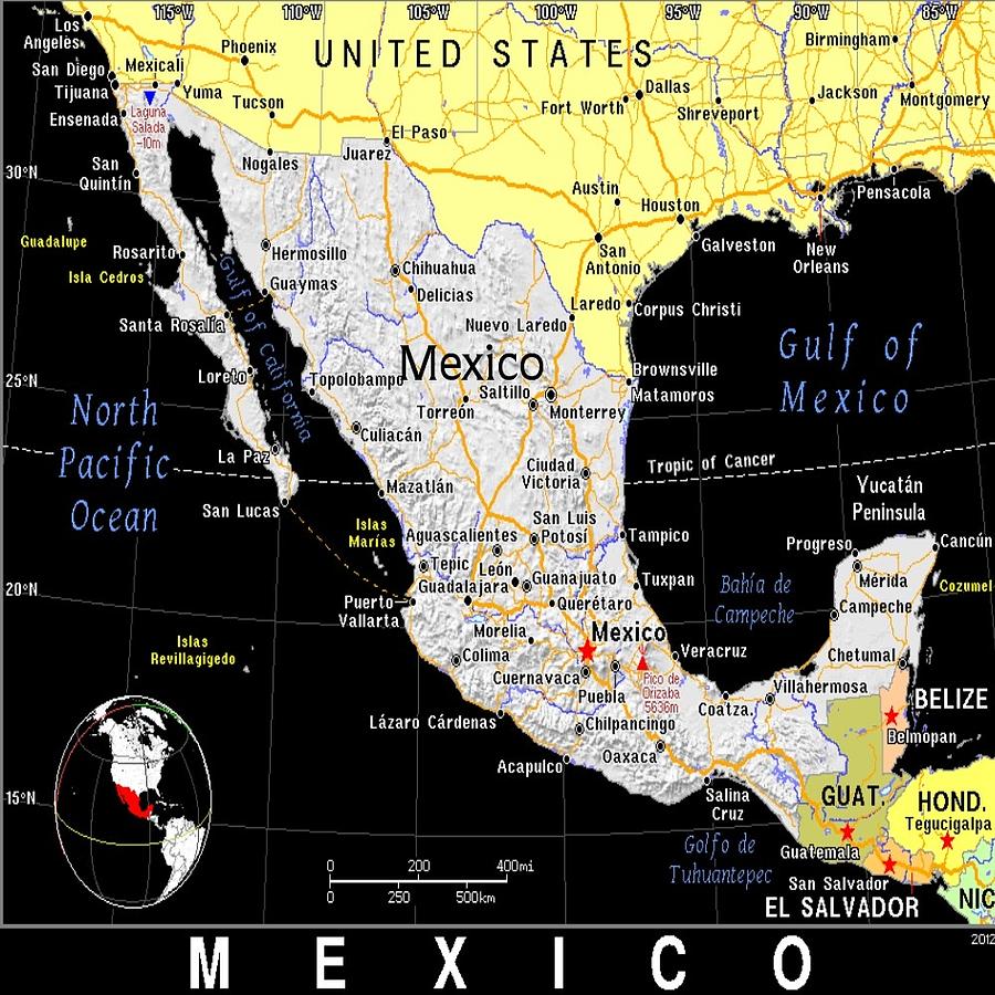 Mexico Exotic Map Mixed Media by Florene Welebny