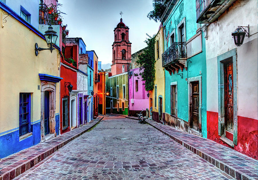Architecture Photograph - Mexico, Guanajuato, Colorful Back Alley by Terry Eggers
