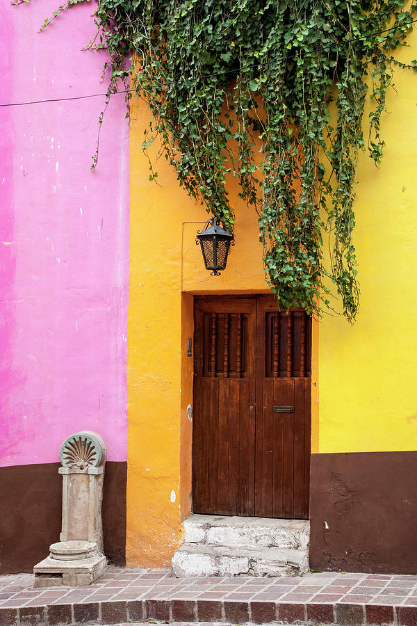 Fountain Photograph - Mexico, Guanajuato, Door And Fountain by Hollice Looney