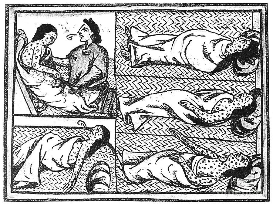 Mexico Smallpox Epidemic Drawing by Bernardino de Sahagun