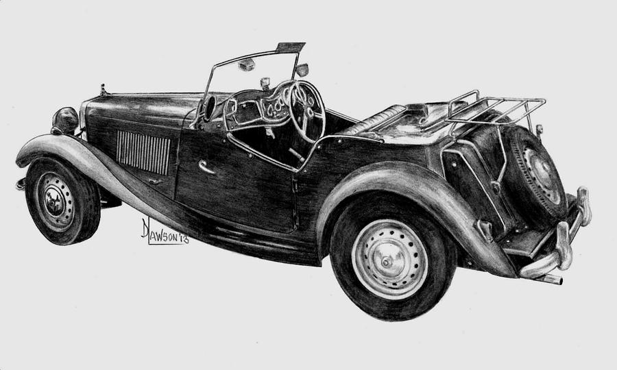 MG 1952 Model Drawing by Dave Lawson