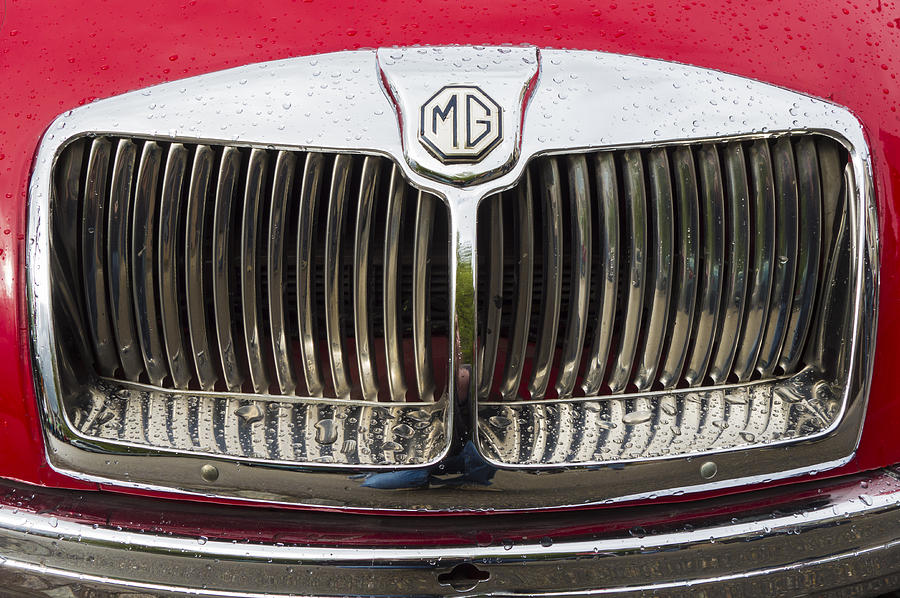 MG Classic car front view silver and red Photograph by Matthias Hauser