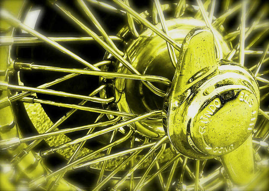 MG Wire Wheel Yellow Photograph by John Colley
