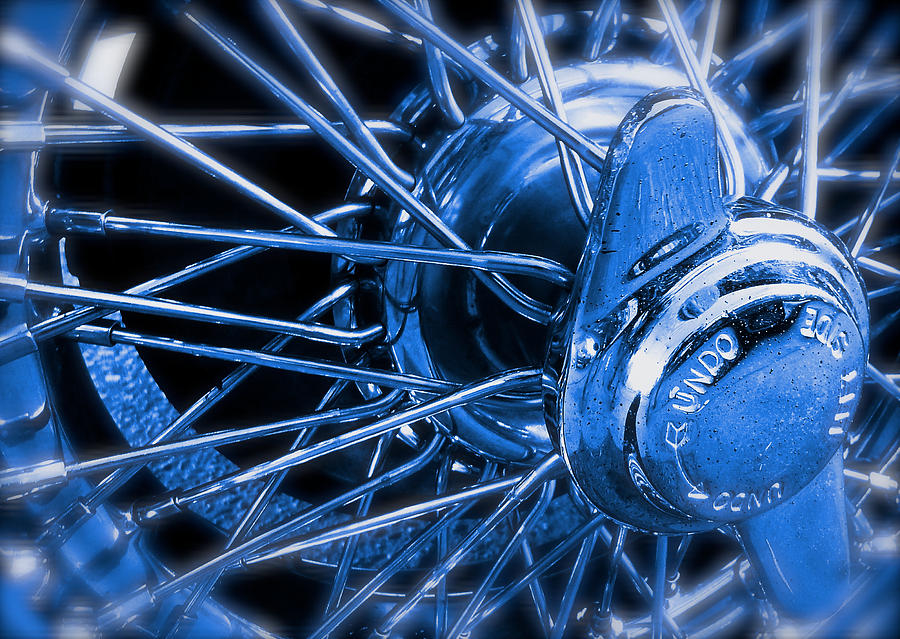 MGB Wire Wheel Detail Blue Photograph by John Colley