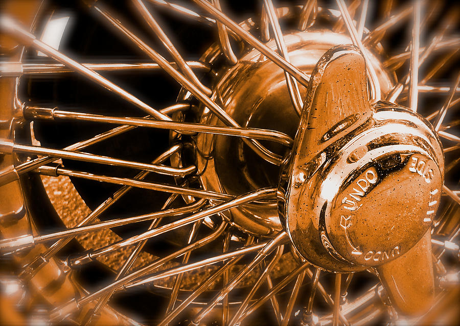 MGB Wire Wheel Detail Orange Photograph by John Colley