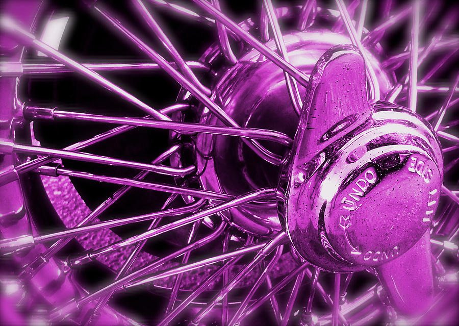 MGB Wire Wheels Detail Purple Photograph by John Colley